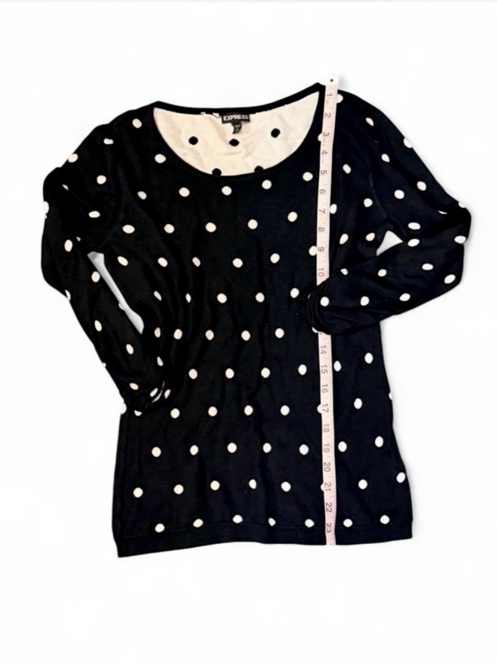 Express Black & White Polka Dot 3/4 Sleeve Reversible Sweater Sz M